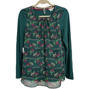 Boden Teal and Pink Floral Blouse